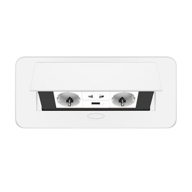 Double desktop socket with USB-A & multi-function power socket 2 in 1 white Livolo